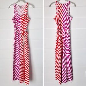 LOFT Striped Cotton Stretchy Rope Belt Maxi Sundress Resort Wear Size Small